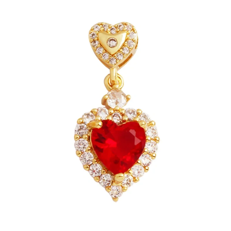 Trendy Cubic Zirconia Inlaid Heart Triangle Water Drop Geometric Pendant Charms,Small Minimalist DIY Necklace Jewelry Supply R04