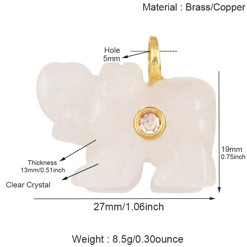 Natural Semi Precious Stone Cat Elephant Polar Bear Animal Charms Pendant,Rose Quartz Turquoise Crystal DIY Jewelry Supply R88