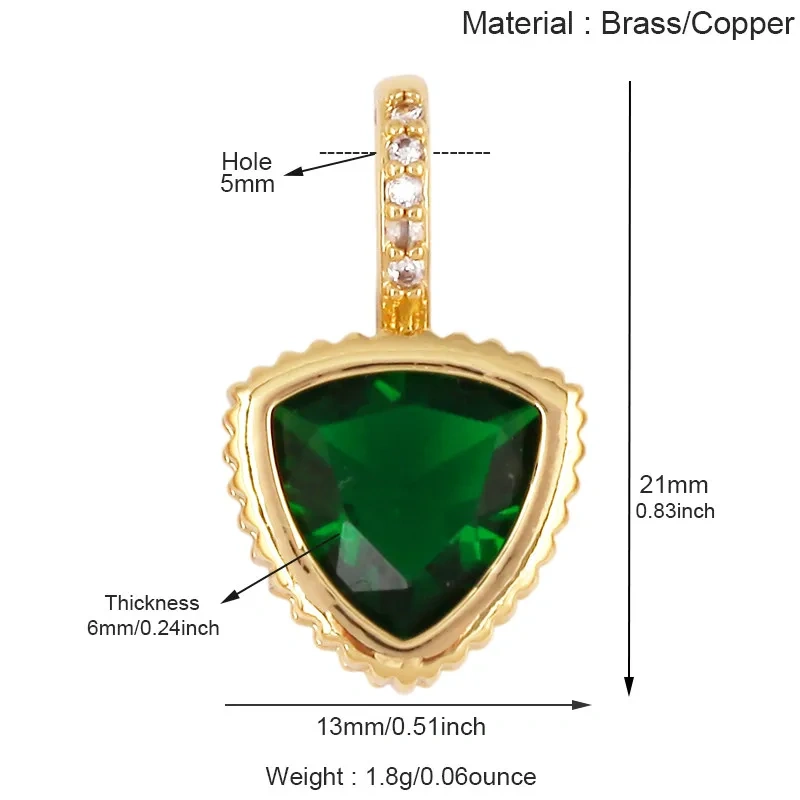 Trendy Cubic Zirconia Inlaid Heart Triangle Water Drop Geometric Pendant Charms,Small Minimalist DIY Necklace Jewelry Supply R04