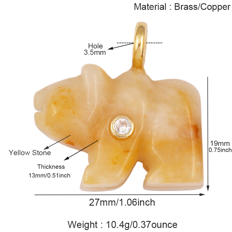 Natural Semi Precious Stone Cat Elephant Polar Bear Animal Charms Pendant,Rose Quartz Turquoise Crystal DIY Jewelry Supply R88
