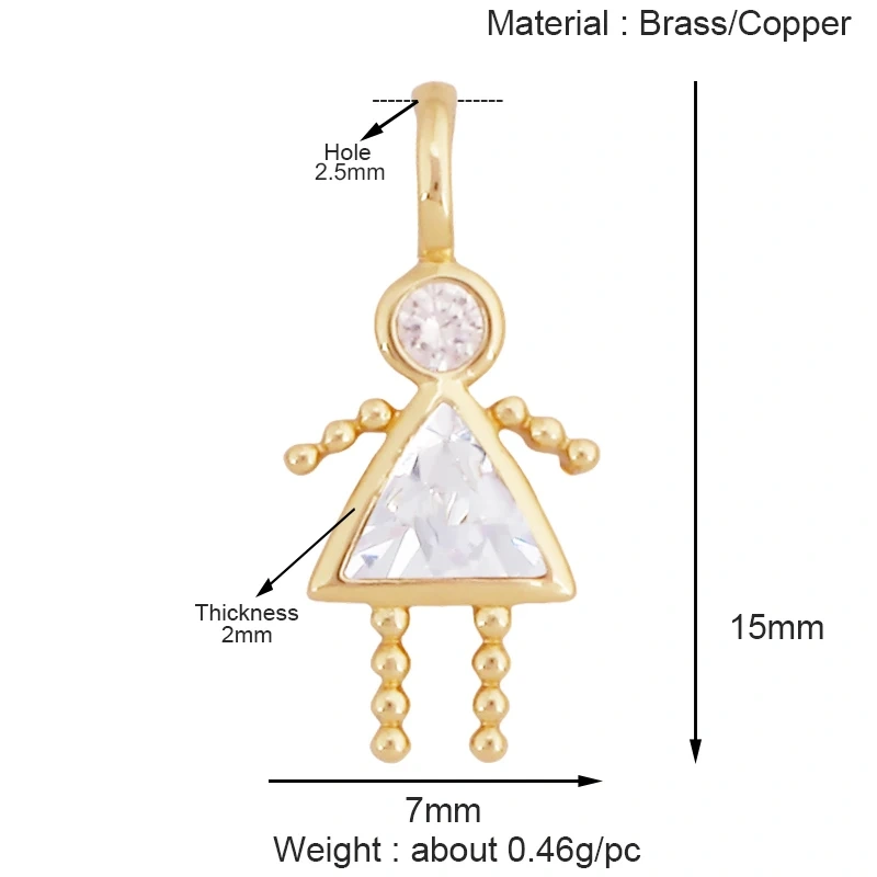 Trendy Cubic Zirconia Inlaid Heart Triangle Water Drop Geometric Pendant Charms,Small Minimalist DIY Necklace Jewelry Supply R04