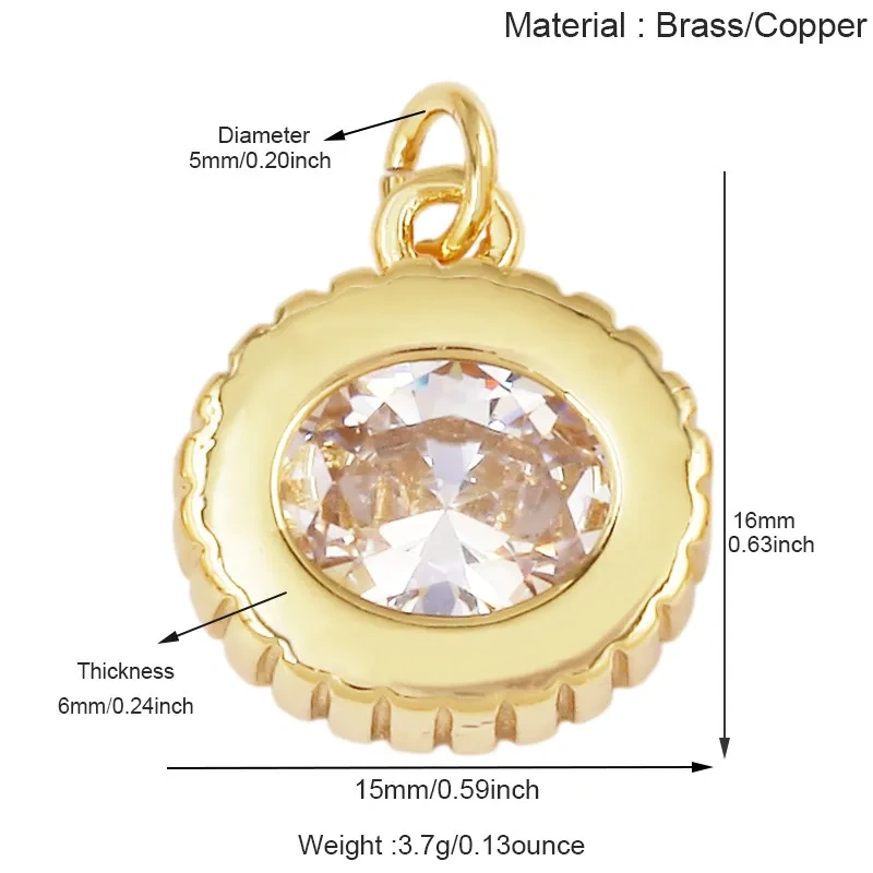 Trendy Cubic Zirconia Inlaid Heart Triangle Water Drop Geometric Pendant Charms,Small Minimalist DIY Necklace Jewelry Supply R04