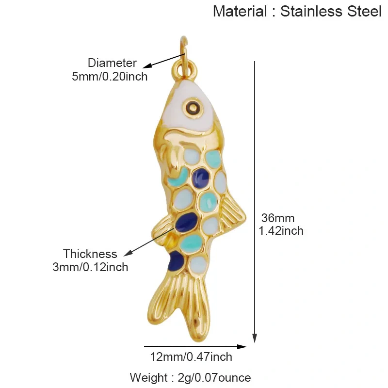 Stainless Steel Ocean Life Clownfish Starfish Dolphin Shell Colorful Charm Pendant,Painted Necklace Bracelet Jewelry Supply R78