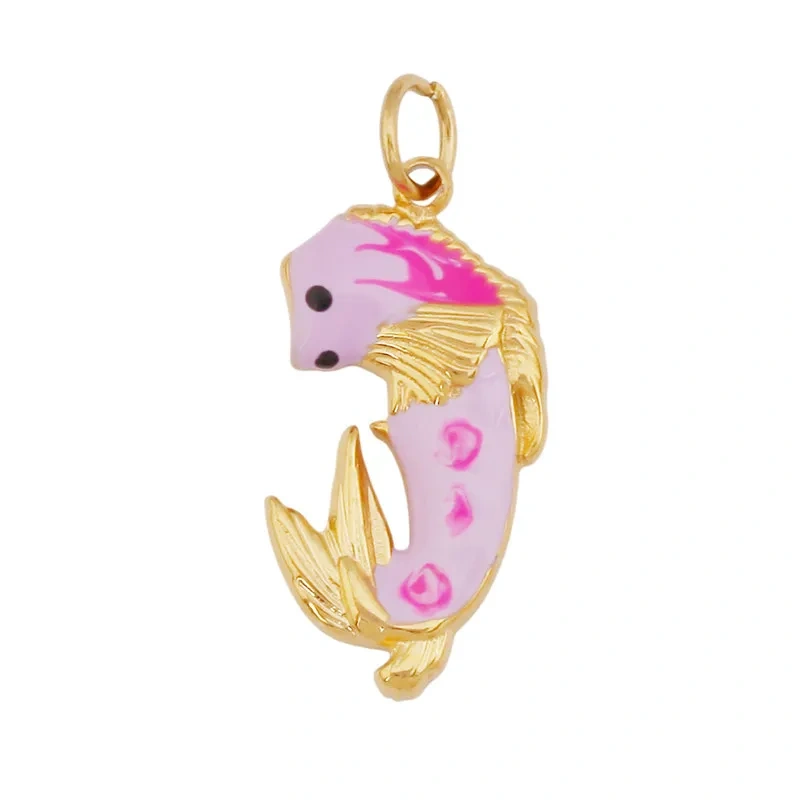 Stainless Steel Ocean Life Clownfish Starfish Dolphin Shell Colorful Charm Pendant,Painted Necklace Bracelet Jewelry Supply R78