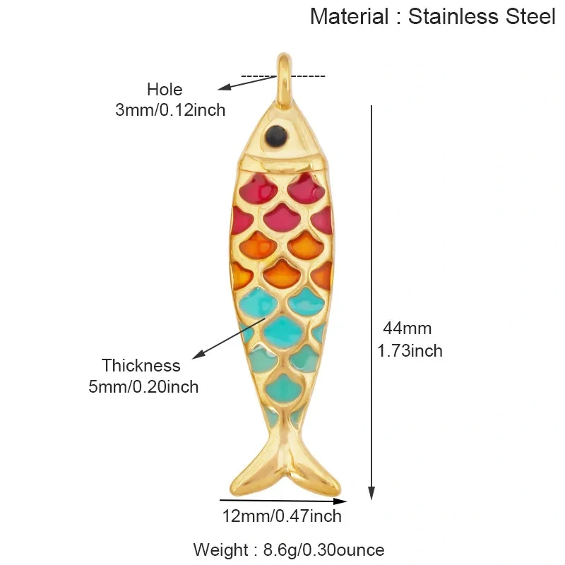 Stainless Steel Ocean Life Clownfish Starfish Dolphin Shell Colorful Charm Pendant,Painted Necklace Bracelet Jewelry Supply R78