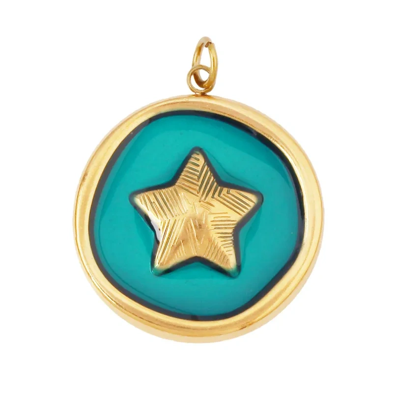 Stainless Steel Ocean Life Clownfish Starfish Dolphin Shell Colorful Charm Pendant,Painted Necklace Bracelet Jewelry Supply R78