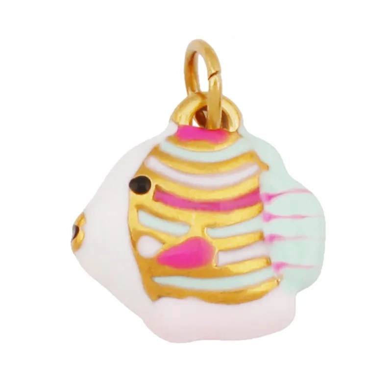 Stainless Steel Ocean Life Clownfish Starfish Dolphin Shell Colorful Charm Pendant,Painted Necklace Bracelet Jewelry Supply R78