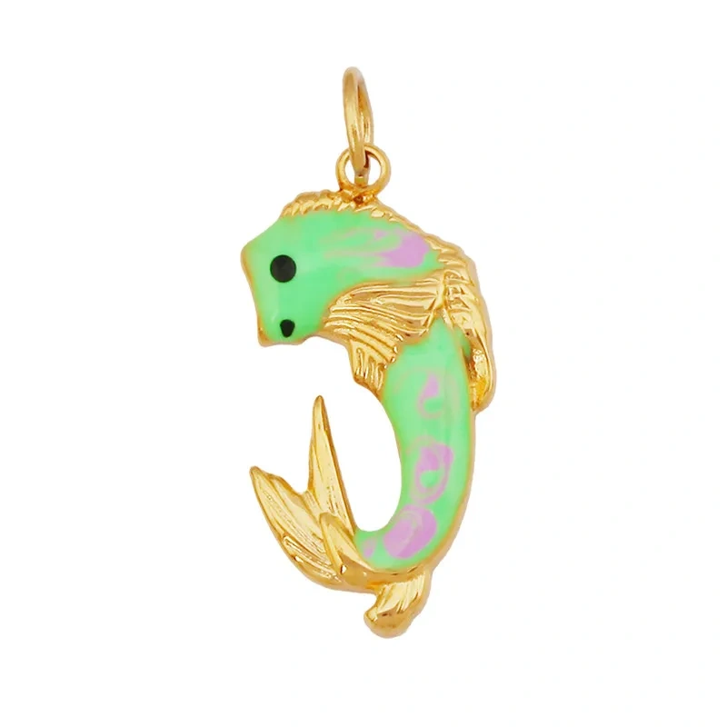 Stainless Steel Ocean Life Clownfish Starfish Dolphin Shell Colorful Charm Pendant,Painted Necklace Bracelet Jewelry Supply R78