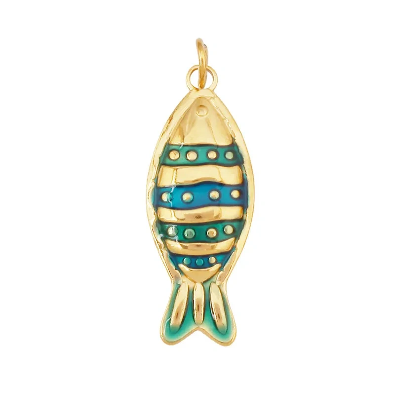 Stainless Steel Ocean Life Clownfish Starfish Dolphin Shell Colorful Charm Pendant,Painted Necklace Bracelet Jewelry Supply R78