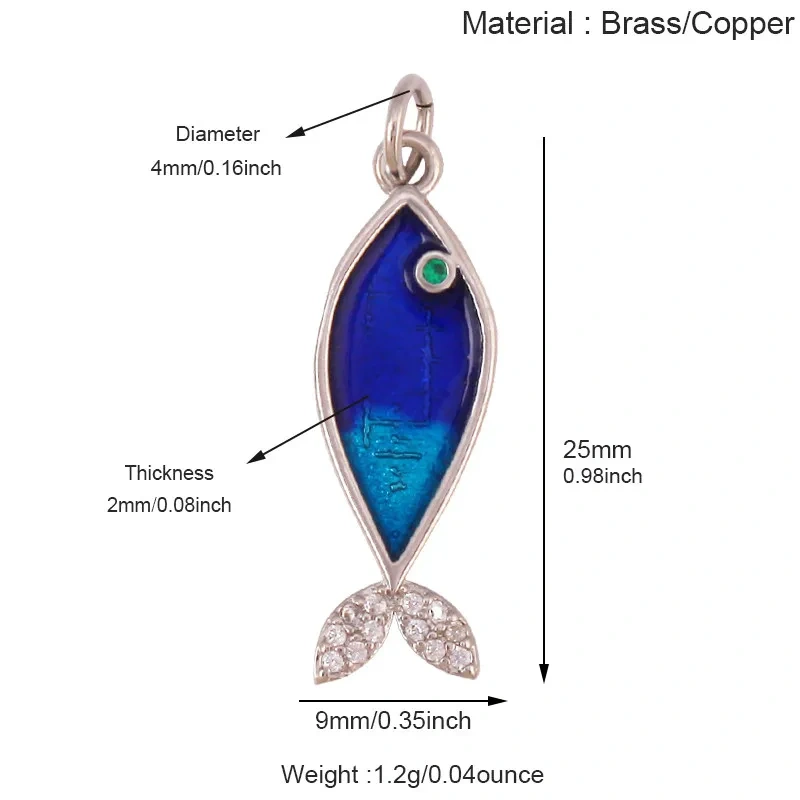 Marine Animal Lobster Conch Fish Bone Turtle Small Fish Charms Pendant,Pure Copper Enamel Necklace Bracelet Jewelry Supply R87