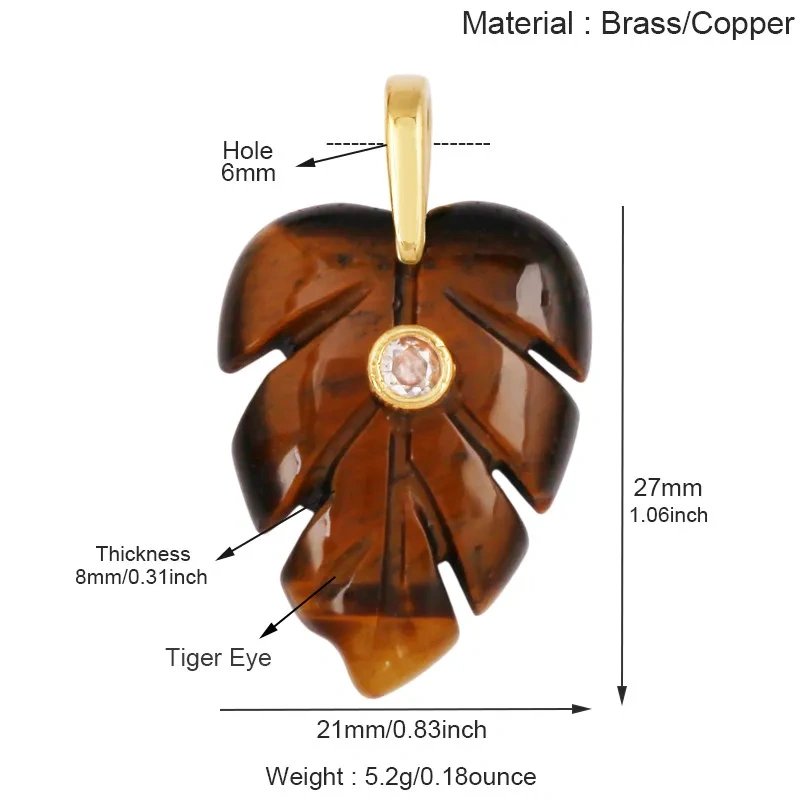 Trendy Leaf Natural Gemstone Charms Pendant,Amazonite Rose Quartz Tiger Eye Turquoise Crystal DIY Necklace Jewelry Supply R97