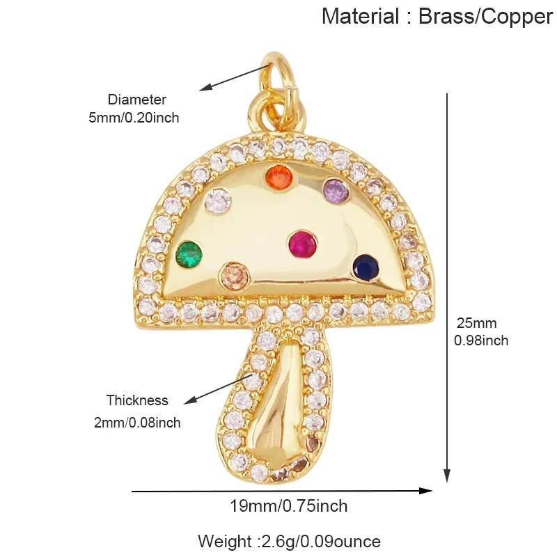 Trendy Red Mushroom Chilly Charms Pendant,Colorful Enamel Inlaid Cubic Zirconia Necklace Bracelet Jewelry Making Accessories R86
