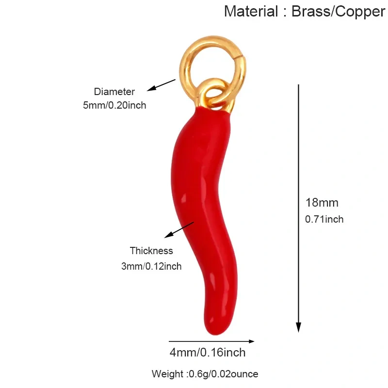 Trendy Red Mushroom Chilly Charms Pendant,Colorful Enamel Inlaid Cubic Zirconia Necklace Bracelet Jewelry Making Accessories R86