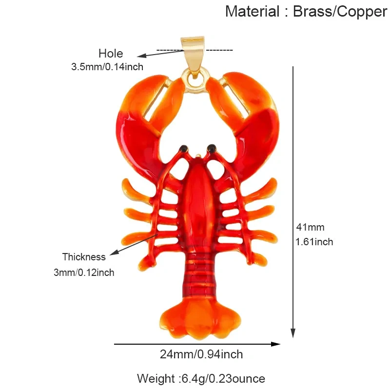 Marine Animal Lobster Conch Fish Bone Turtle Small Fish Charms Pendant,Pure Copper Enamel Necklace Bracelet Jewelry Supply R87