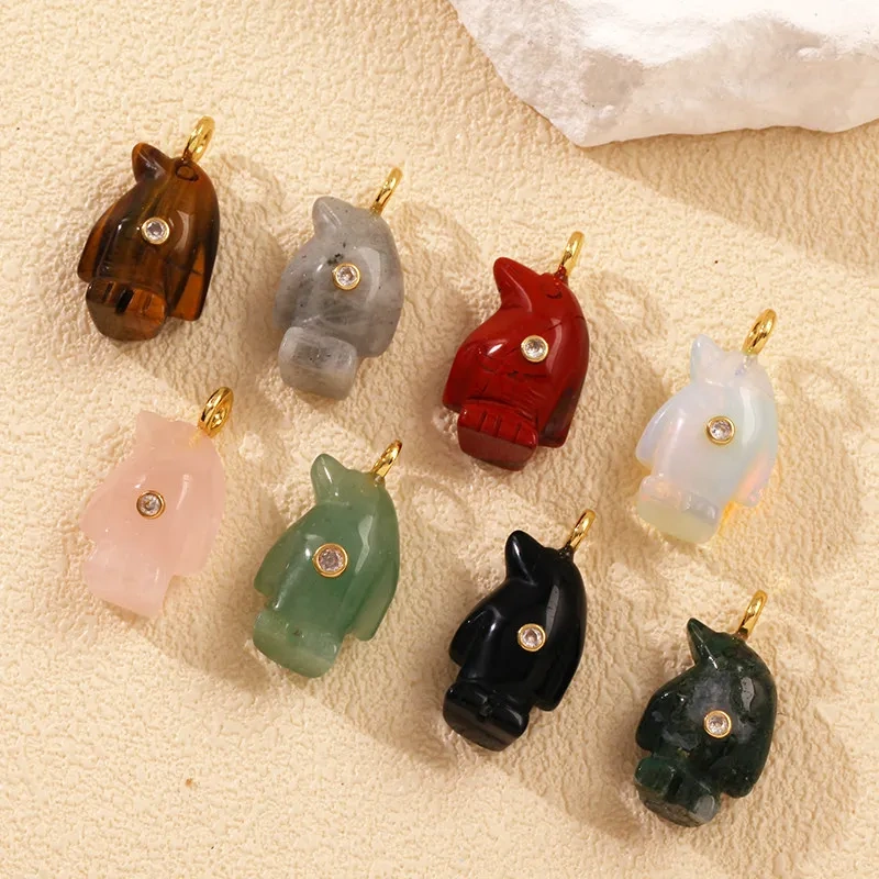 Ocean Dolphin Penguin Big Fish Charms Pendant, Natural Stone Amazonite Pink Quartz Turquoise DIY Bracelet Necklace Jewelry R90