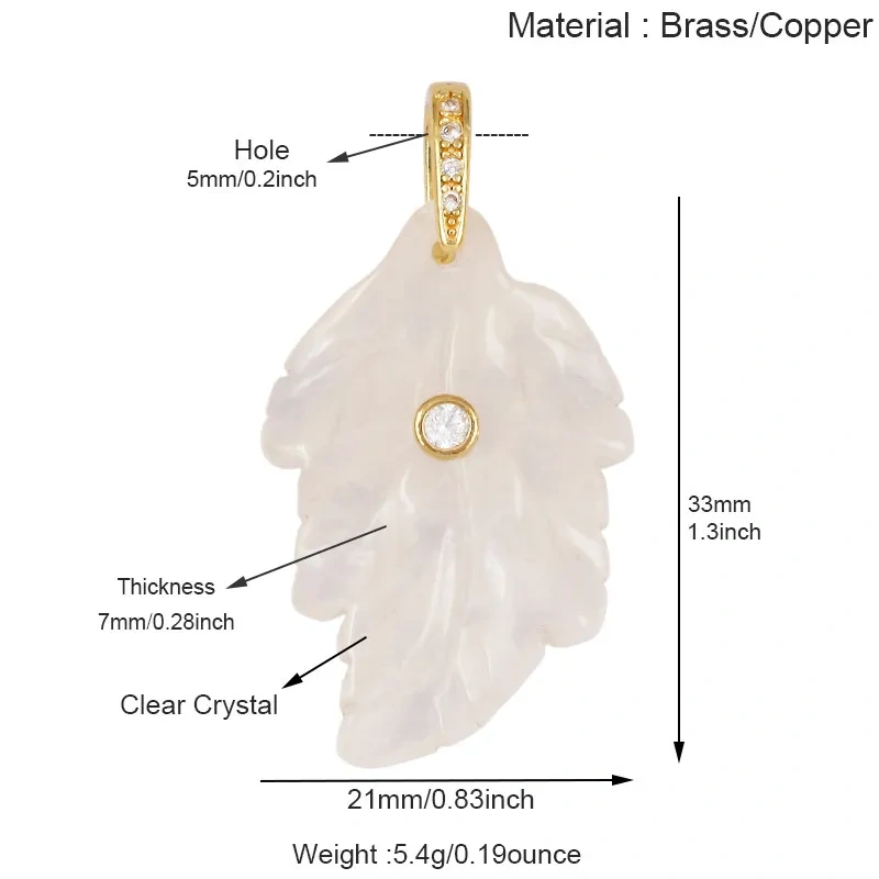 Trendy Leaf Natural Gemstone Charms Pendant,Amazonite Rose Quartz Tiger Eye Turquoise Crystal DIY Necklace Jewelry Supply R97