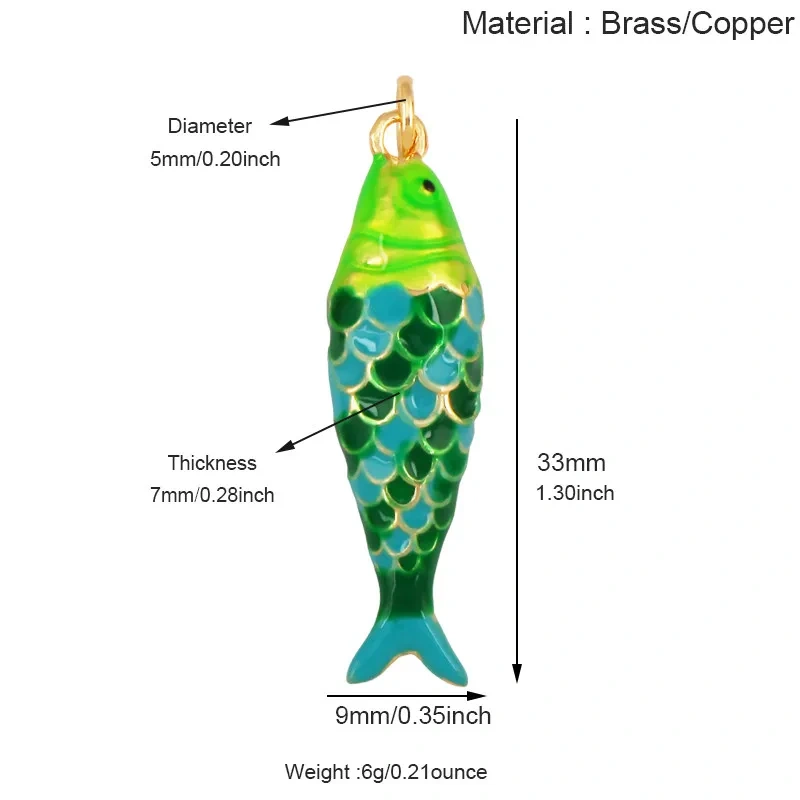 Marine Animal Lobster Conch Fish Bone Turtle Small Fish Charms Pendant,Pure Copper Enamel Necklace Bracelet Jewelry Supply R87