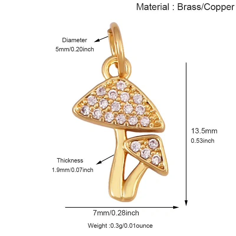 Trendy Red Mushroom Chilly Charms Pendant,Colorful Enamel Inlaid Cubic Zirconia Necklace Bracelet Jewelry Making Accessories R86