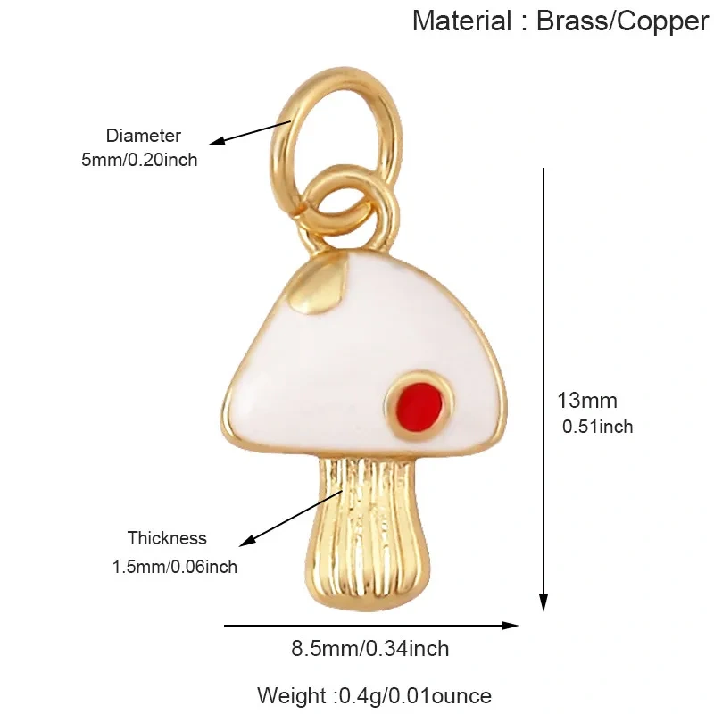 Trendy Red Mushroom Chilly Charms Pendant,Colorful Enamel Inlaid Cubic Zirconia Necklace Bracelet Jewelry Making Accessories R86