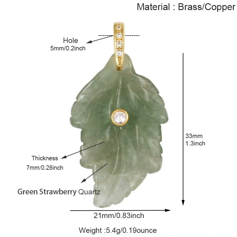 Trendy Leaf Natural Gemstone Charms Pendant,Amazonite Rose Quartz Tiger Eye Turquoise Crystal DIY Necklace Jewelry Supply R97