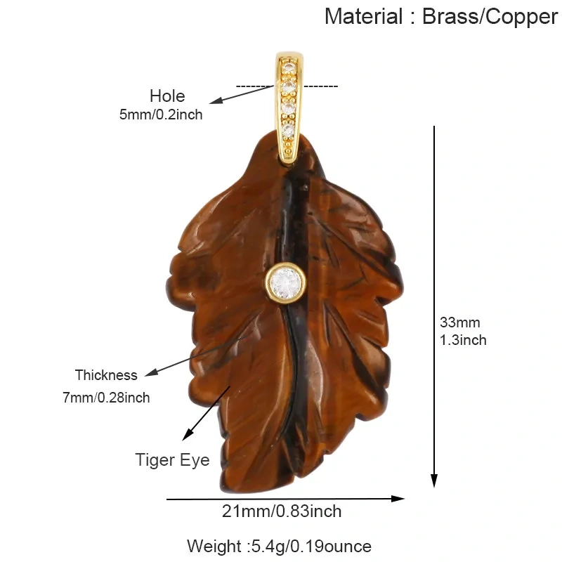 Trendy Leaf Natural Gemstone Charms Pendant,Amazonite Rose Quartz Tiger Eye Turquoise Crystal DIY Necklace Jewelry Supply R97