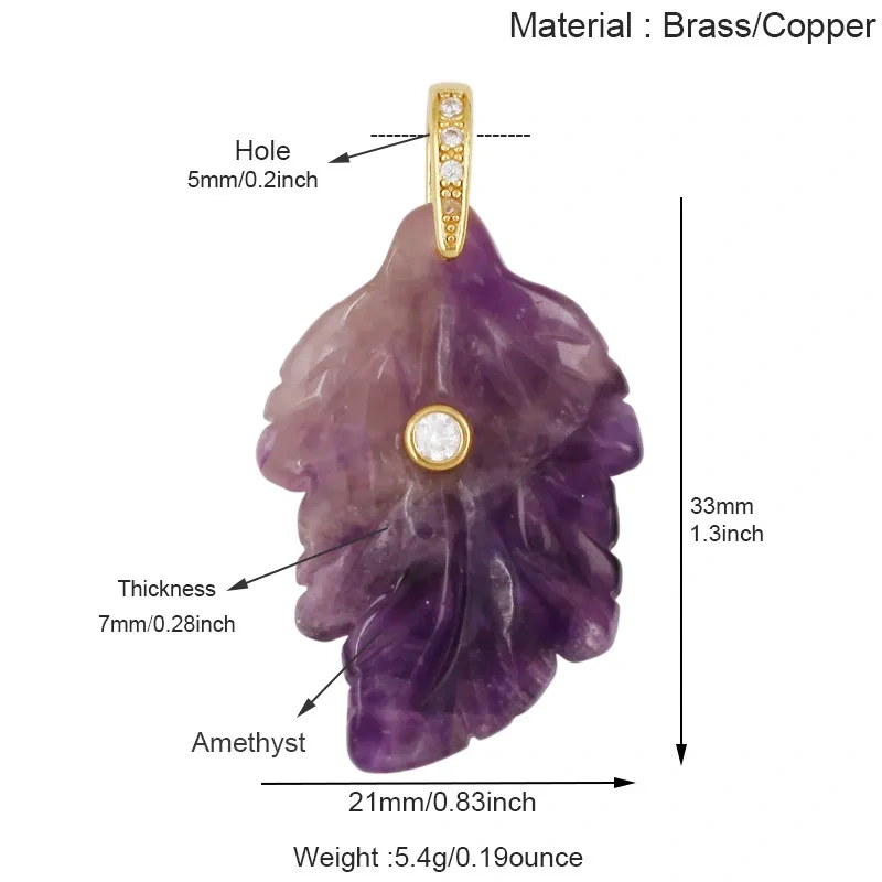 Trendy Leaf Natural Gemstone Charms Pendant,Amazonite Rose Quartz Tiger Eye Turquoise Crystal DIY Necklace Jewelry Supply R97