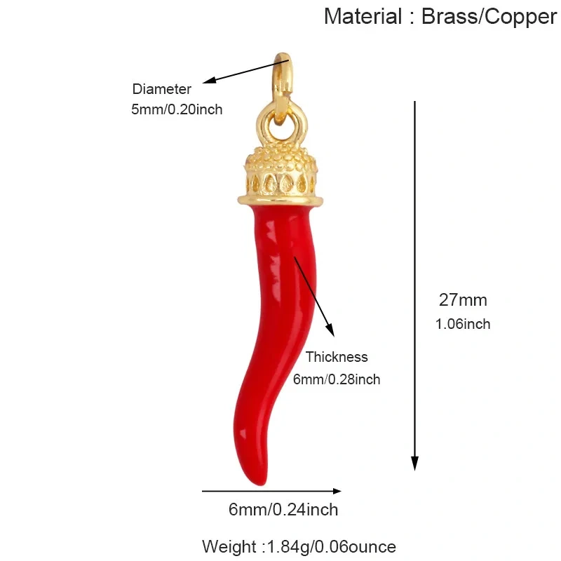 Trendy Red Mushroom Chilly Charms Pendant,Colorful Enamel Inlaid Cubic Zirconia Necklace Bracelet Jewelry Making Accessories R86