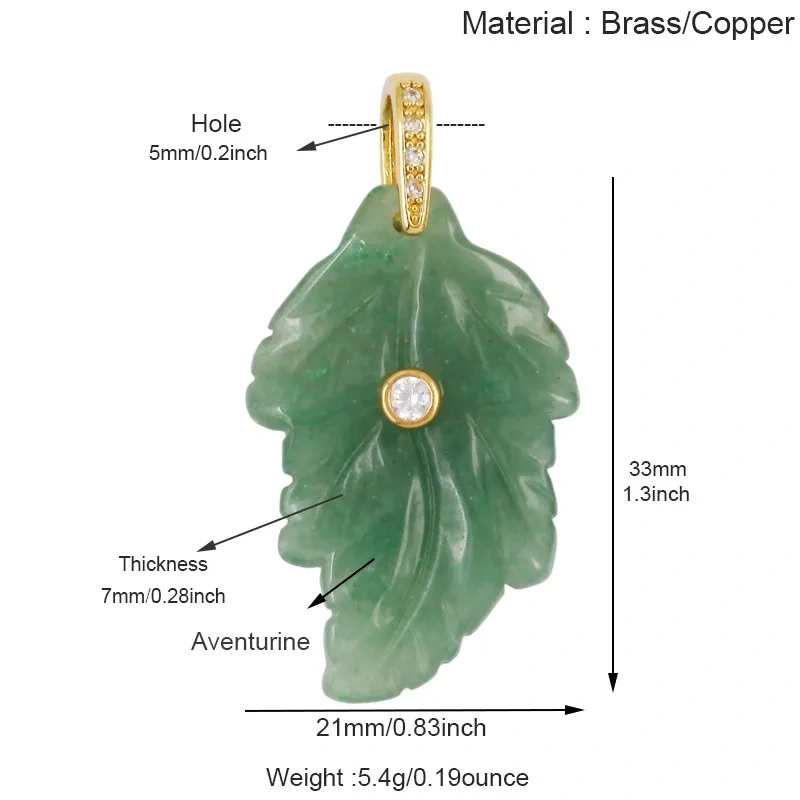 Trendy Leaf Natural Gemstone Charms Pendant,Amazonite Rose Quartz Tiger Eye Turquoise Crystal DIY Necklace Jewelry Supply R97