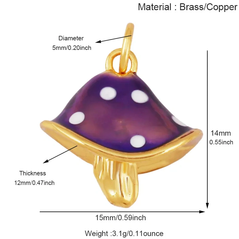 Trendy Red Mushroom Chilly Charms Pendant,Colorful Enamel Inlaid Cubic Zirconia Necklace Bracelet Jewelry Making Accessories R86