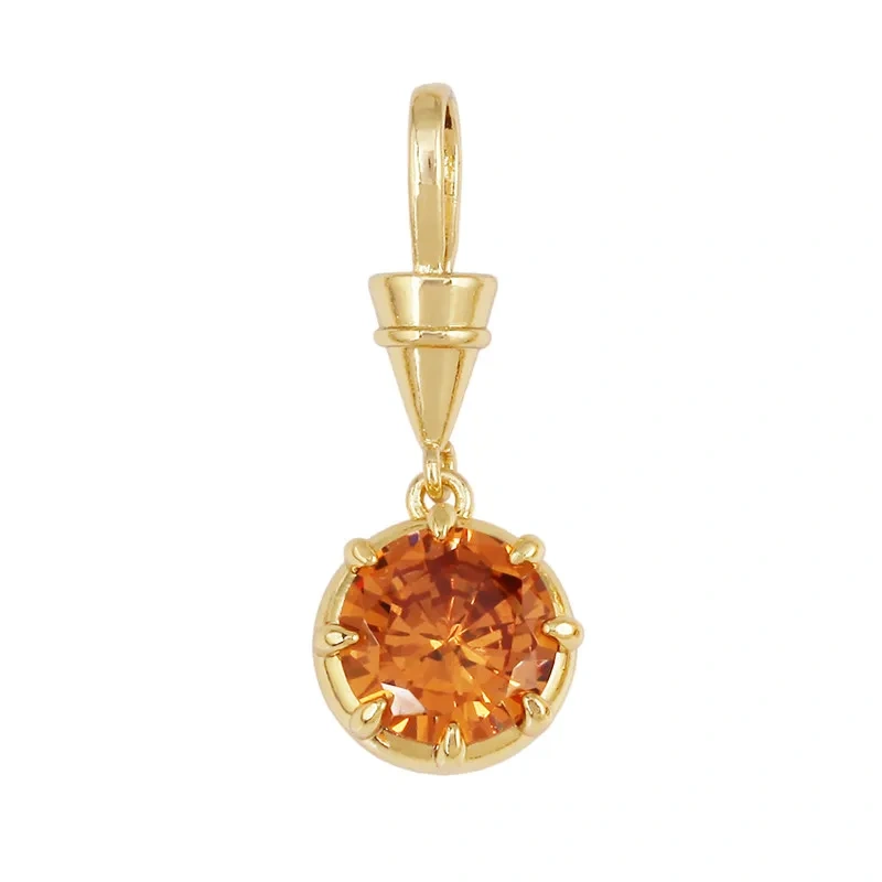 Geometry Round Square Water Drop Shape Charm Pendant,Inlay Colorful Zircon Real 18K Gold Necklace Bracelet Jewelry Supply R48