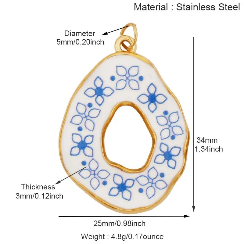 Stainless Steel Painted Plants Roses Clover Flower Charms Pendant,DIY Necklace Bracelet Jewelry Pendant Accessory Supply R68