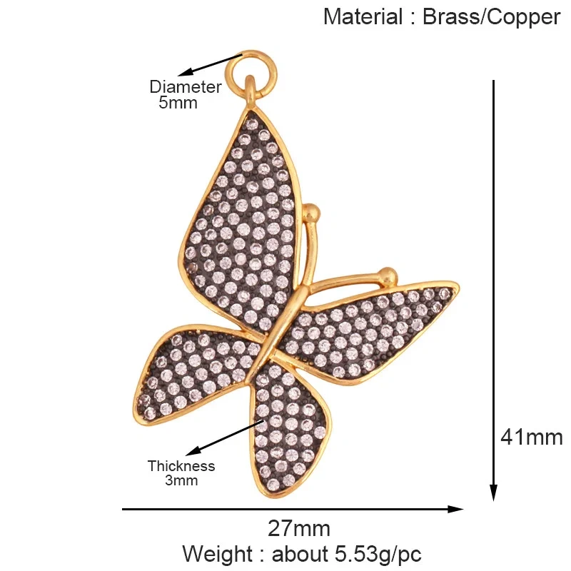 Trendy Butterfly Dragonfly Bird Bee Animal Charm Pendant,Real 18K Gold Plated Necklace Bracelet DIY Handmade Jewelry Supply R11