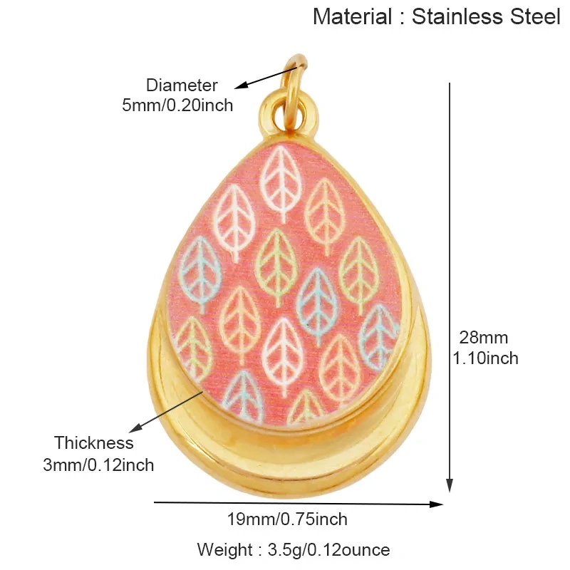 Stainless Steel Painted Plants Roses Clover Flower Charms Pendant,DIY Necklace Bracelet Jewelry Pendant Accessory Supply R68
