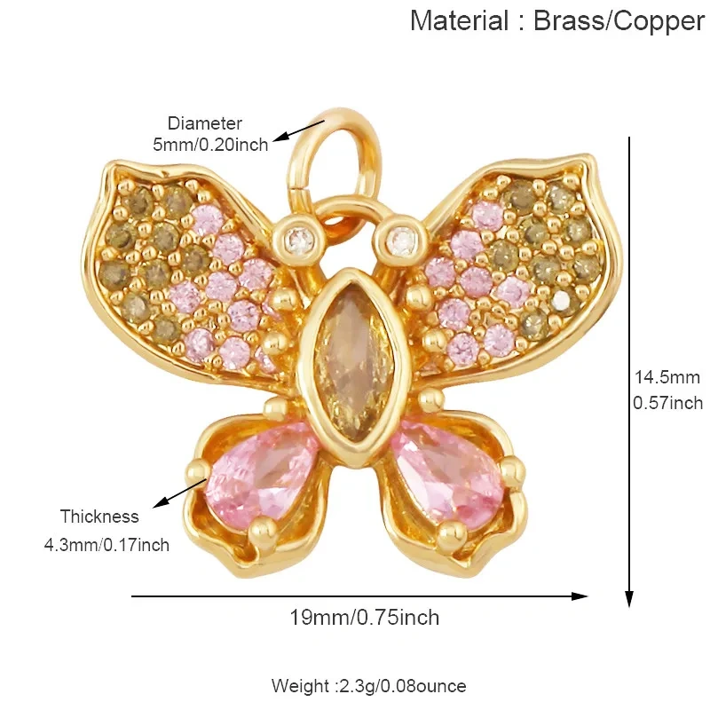 Trendy Butterfly Dragonfly Bird Bee Animal Charm Pendant,Real 18K Gold Plated Necklace Bracelet DIY Handmade Jewelry Supply R11