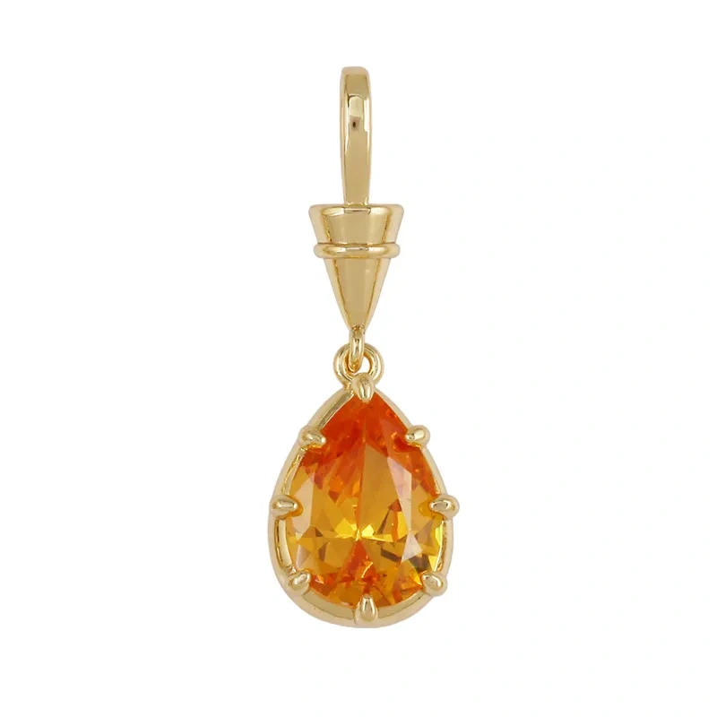 Geometry Round Square Water Drop Shape Charm Pendant,Inlay Colorful Zircon Real 18K Gold Necklace Bracelet Jewelry Supply R48