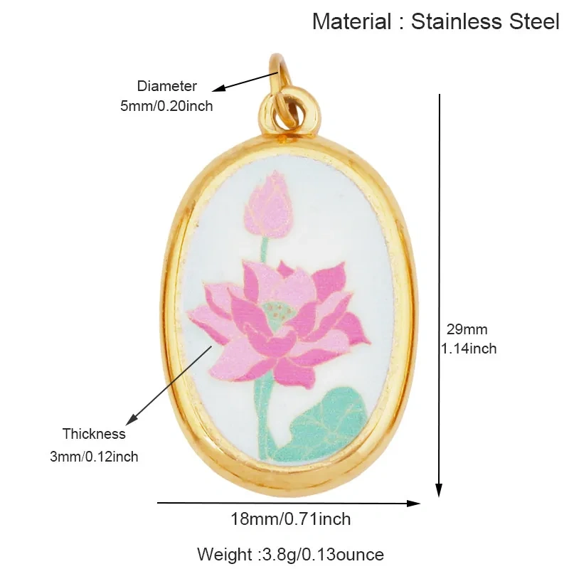 Stainless Steel Painted Plants Roses Clover Flower Charms Pendant,DIY Necklace Bracelet Jewelry Pendant Accessory Supply R68