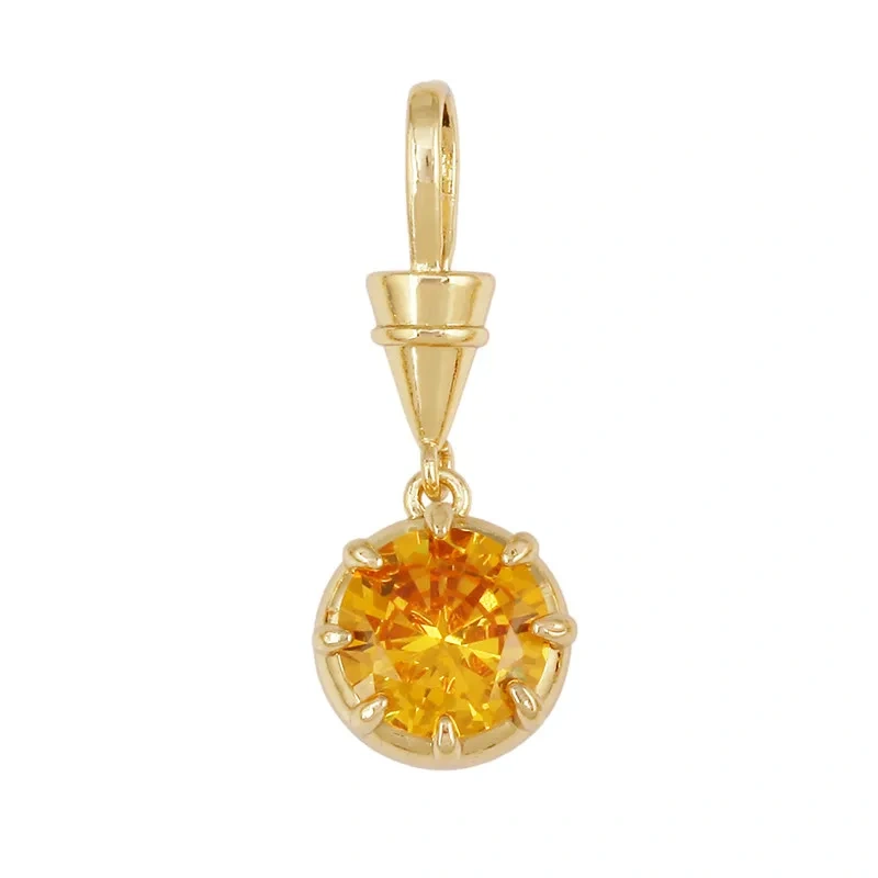Geometry Round Square Water Drop Shape Charm Pendant,Inlay Colorful Zircon Real 18K Gold Necklace Bracelet Jewelry Supply R48