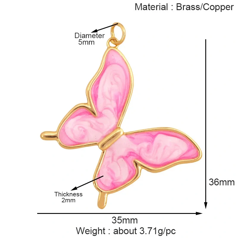 Trendy Butterfly Dragonfly Bird Bee Animal Charm Pendant,Real 18K Gold Plated Necklace Bracelet DIY Handmade Jewelry Supply R11