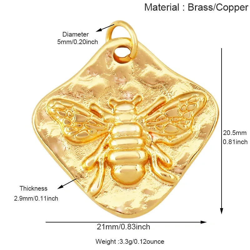 Trendy Butterfly Dragonfly Bird Bee Animal Charm Pendant,Real 18K Gold Plated Necklace Bracelet DIY Handmade Jewelry Supply R11