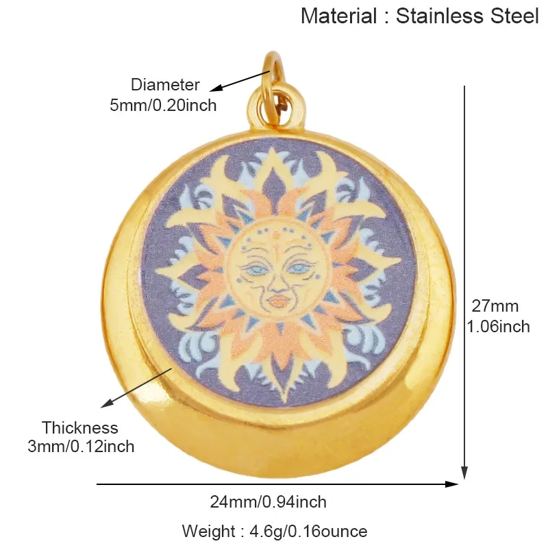 Trendy Stainless Steel Sun Star Apollo Colorful Charm Pendant,Handmade DIY Bracelet Necklace Jewelry Accessory Supplies R66