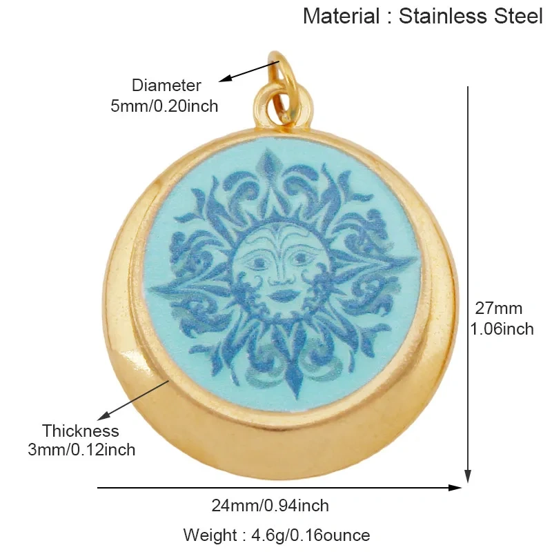Trendy Stainless Steel Sun Star Apollo Colorful Charm Pendant,Handmade DIY Bracelet Necklace Jewelry Accessory Supplies R66