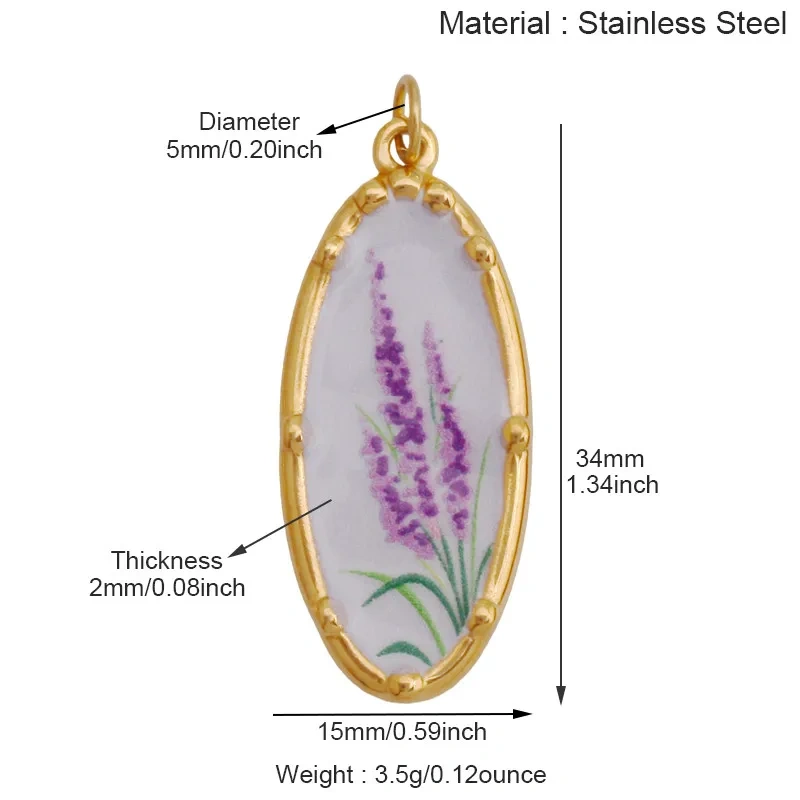 Stainless Steel Painted Plants Roses Clover Flower Charms Pendant,DIY Necklace Bracelet Jewelry Pendant Accessory Supply R68