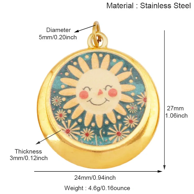 Trendy Stainless Steel Sun Star Apollo Colorful Charm Pendant,Handmade DIY Bracelet Necklace Jewelry Accessory Supplies R66