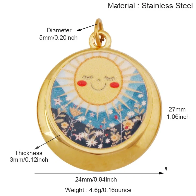 Trendy Stainless Steel Sun Star Apollo Colorful Charm Pendant,Handmade DIY Bracelet Necklace Jewelry Accessory Supplies R66