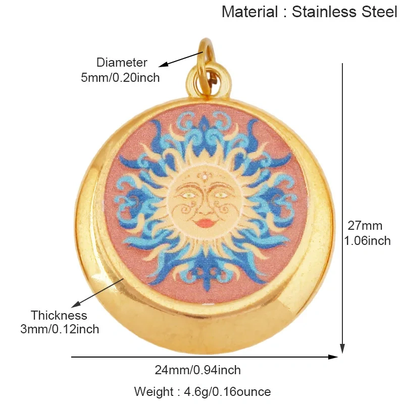 Trendy Stainless Steel Sun Star Apollo Colorful Charm Pendant,Handmade DIY Bracelet Necklace Jewelry Accessory Supplies R66