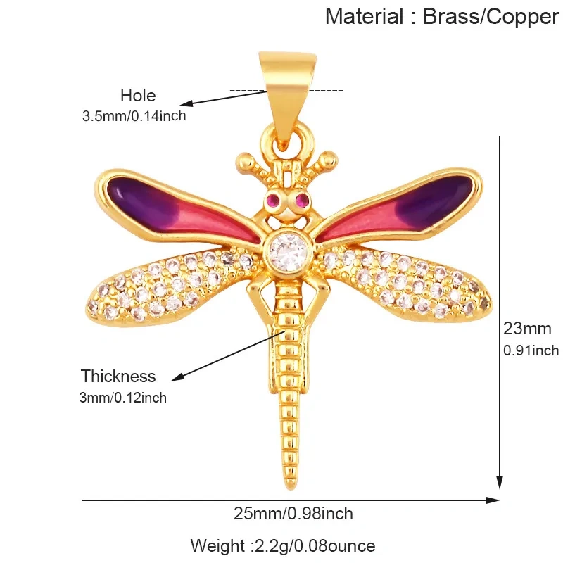 Trendy Butterfly Dragonfly Bird Bee Animal Charm Pendant,Real 18K Gold Plated Necklace Bracelet DIY Handmade Jewelry Supply R11