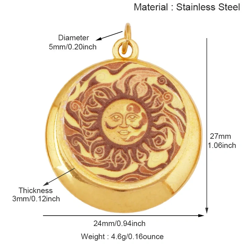 Trendy Stainless Steel Sun Star Apollo Colorful Charm Pendant,Handmade DIY Bracelet Necklace Jewelry Accessory Supplies R66