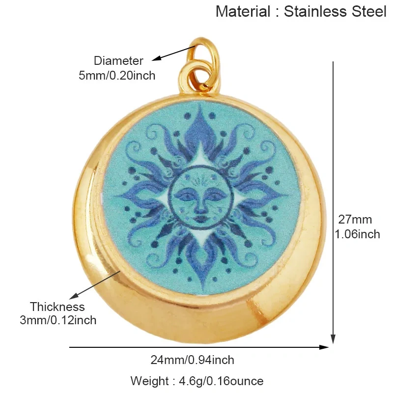 Trendy Stainless Steel Sun Star Apollo Colorful Charm Pendant,Handmade DIY Bracelet Necklace Jewelry Accessory Supplies R66