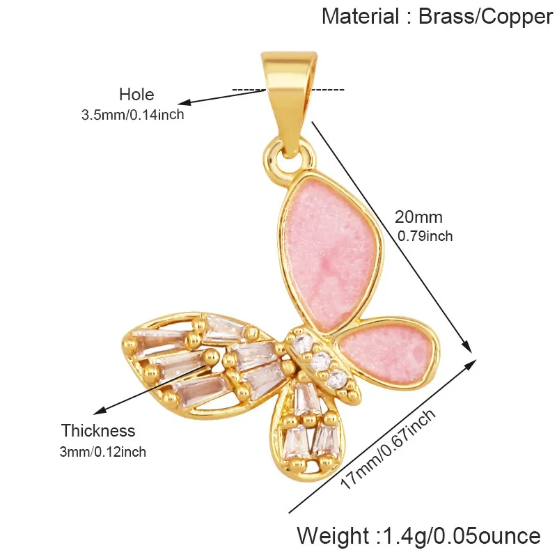 Trendy Butterfly Dragonfly Bird Bee Animal Charm Pendant,Real 18K Gold Plated Necklace Bracelet DIY Handmade Jewelry Supply R11