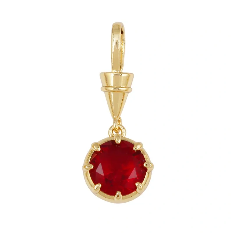 Geometry Round Square Water Drop Shape Charm Pendant,Inlay Colorful Zircon Real 18K Gold Necklace Bracelet Jewelry Supply R48